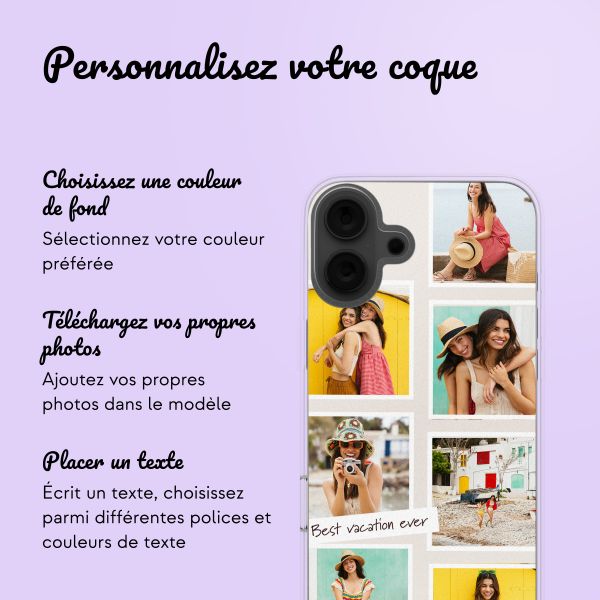 Coque personnalisée avec pellicule N°3 iPhone 16 - Transparent