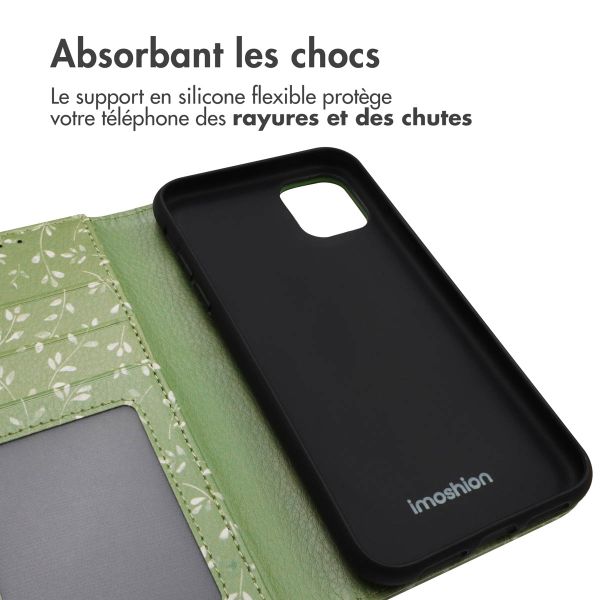 imoshion ﻿Étui de téléphone portefeuille Design iPhone 11 - Green Flowers