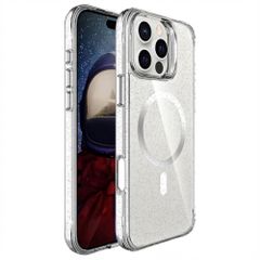 imoshion Coque arrière transparente Pailletée avec MagSafe Apple iPhone 16 Pro Max - Argent