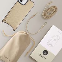 Selencia Coque arrière avec cordon et porte-cartes Nova iPhone 12 (Pro) - Beige