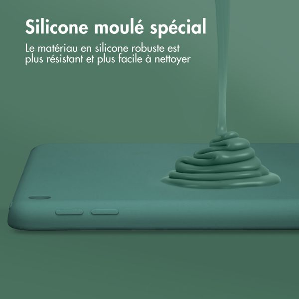 Accezz Coque Liquid Silicone Apple iPad 9 (2021) 10.2 pouces / iPad 8 (2020) 10.2 pouces / iPad 7 (2019) 10.2 pouces - Vert foncé