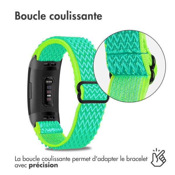 imoshion Bracelet en nylon élastique Fitbit Charge 3 / 4 - Green & Yellow