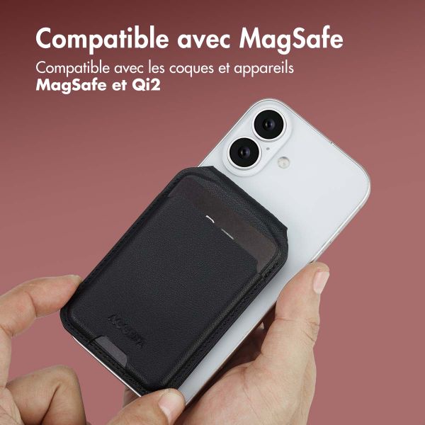 Accezz Portefeuille en cuir avec support - Compatible avec MagSafe et Qi2 - Onyx Black