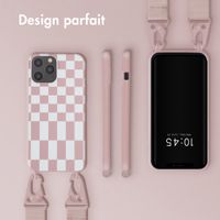 Selencia ﻿Coque design en silicone avec cordon amovible iPhone 12 Pro Max - Irregular Check Sand Pink