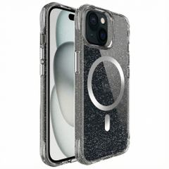 imoshion Coque arrière transparente Pailletée avec MagSafe Apple iPhone 15 - Argent