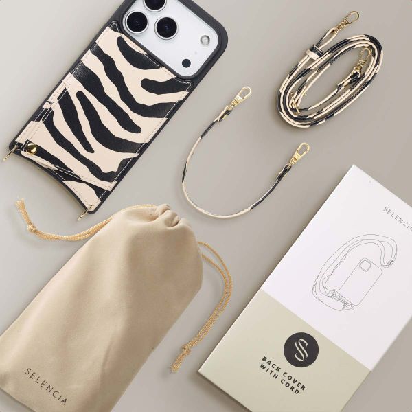 Selencia Coque de télephone Nova avec cordon et porte-cartes Apple iPhone 17 Pro - Zazzy Zebra