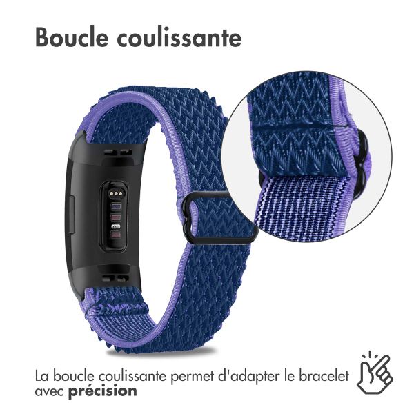 imoshion Bracelet élastique en nylon le Fitbit Charge 3 / 4 - Bleu foncé