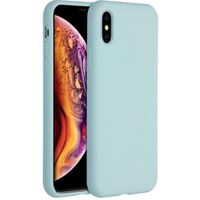 Accezz Coque Liquid Silicone iPhone Xs / X - Bleu clair