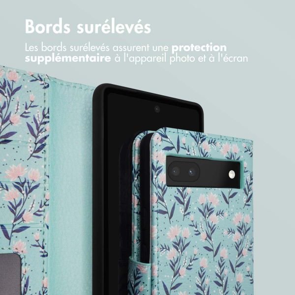 imoshion ﻿Étui de téléphone portefeuille Design Google Pixel 6a - Blue Flowers