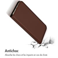 Accezz Étui de téléphone Slim Folio en cuir de qualité supérieure iPhone 14 Pro Max - Brun