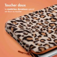 imoshion Pochette ordinateur Fluffy 13-14 pouces - Leopard Orange