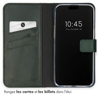 Selencia Étui portefeuille en cuir véritable Apple iPhone 15 Pro Max - Vert