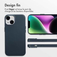 Accezz Coque arrière en cuir avec MagSafe Apple iPhone 14 - Nightfall Blue