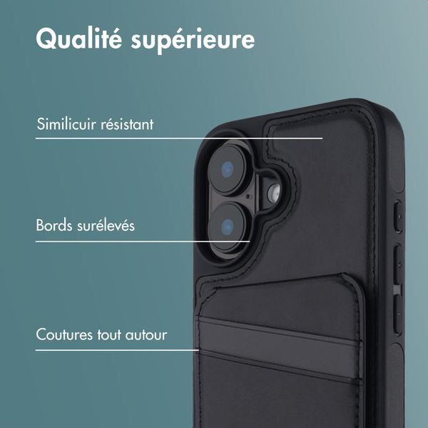 imoshion Coque arrière avec porte-cartes et support Apple iPhone 16 - Noir