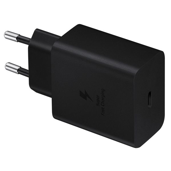 Samsung Adaptateur secteur original avec câble USB-C - Chargeur - Connexion USB-C et USB - Charge rapide - 45 Watt - 1,8 mètres - Noir