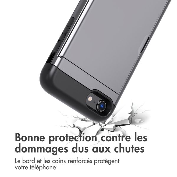 imoshion Coque arrière avec porte-cartes iPhone SE (2022 / 2020) / 8 / 7 - Gris