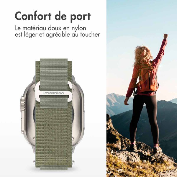 imoshion Bracelet en nylon Alpine Apple Watch Series 1 t/m 11 / SE / Ultra (44/45/46/49 mm) - Olive Green