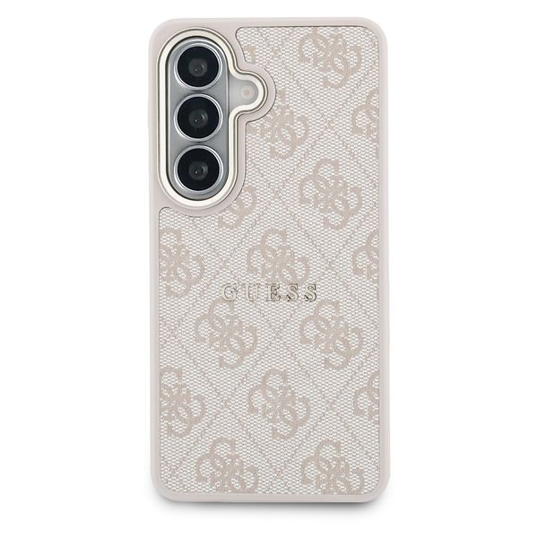 Guess Coque arrière en cuir 4G avec MagSafe Samsung Galaxy S26 - Gold Edge - Pink