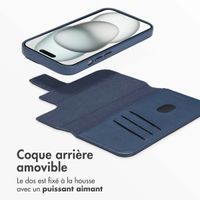 Accezz Étui de télephone portefeuille en cuir 2-en-1 avec MagSafe Apple iPhone 15 - Nightfall Blue