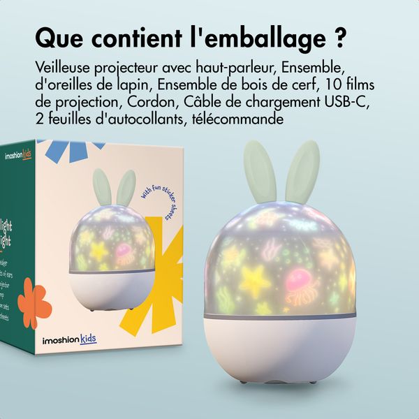 imoshion Projecteur Veilleuse Dreamlight avec Haut-parleur - 10 Rouleaux de Projection - Blanc