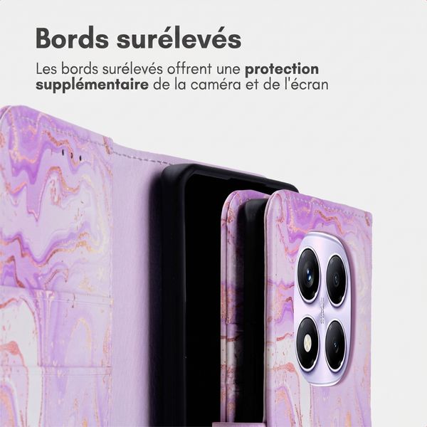imoshion Étui de télephone portefeuille Design Xiaomi Redmi Note 14 Pro (4G) - Purple Marble