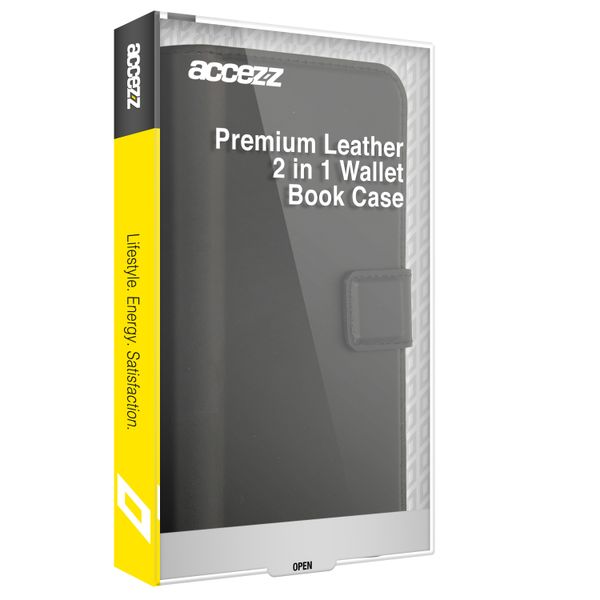Accezz Étui de téléphone portefeuille en cuir de qualité supérieure 2 en 1 Samsung Galaxy S22 - Noir