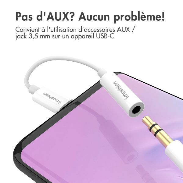 imoshion ﻿Adaptateur AUX - Adaptateur audio USB-C vers 3,5 mm / Jack - USB-C mâle vers AUX femelle - Blanc