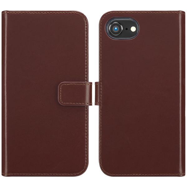 Selencia Étui portefeuille en cuir véritable iPhone 16e - Marron