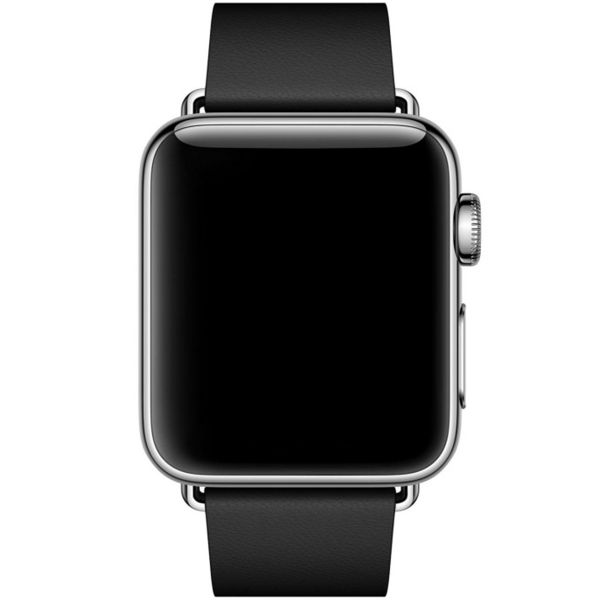 Apple Bracelet Leather Band Modern Buckle Apple Watch Series 1 t/m 9 / SE (38/40/41 mm) | Series 10 / 11 (42 mm) - Taille S - Black