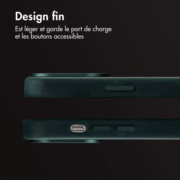 Accezz Coque MagSafe en cuir vintage Apple iPhone 14 Pro - Smokey Green