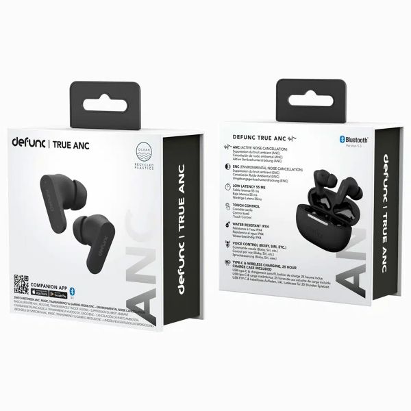 Defunc True ANC Earbuds - ﻿Écouteurs sans fil - Écouteurs sans fil Bluetooth - Avec suppression du bruit ANC - Black