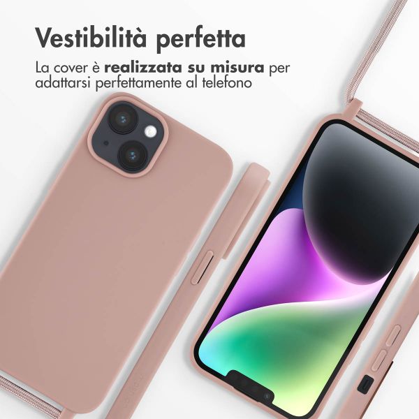 imoshion Coque en silicone avec cordon Apple iPhone 14 - Sand Pink