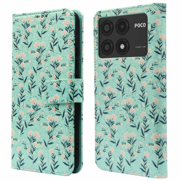 imoshion Étui de télephone portefeuille Design Xiaomi Poco X6 Pro - Blue Flowers