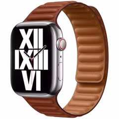 Apple Bracelet Leather Link Apple Watch Series 1 t/m 11 / SE / Ultra (44/45/46/49 mm) - Taille S/M - Umber