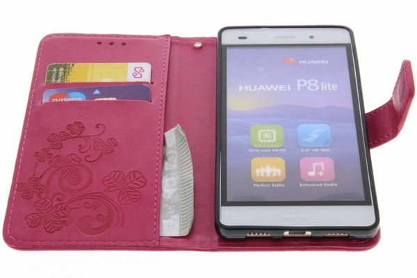 Etui de téléphone Fleurs de Trèfle Huawei P8 Lite - Rose