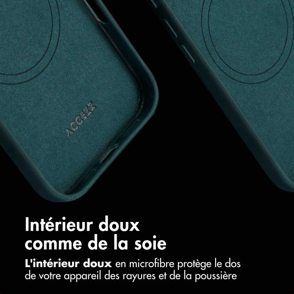 Accezz Coque MagSafe en cuir vintage Apple iPhone 16 - Smokey Green