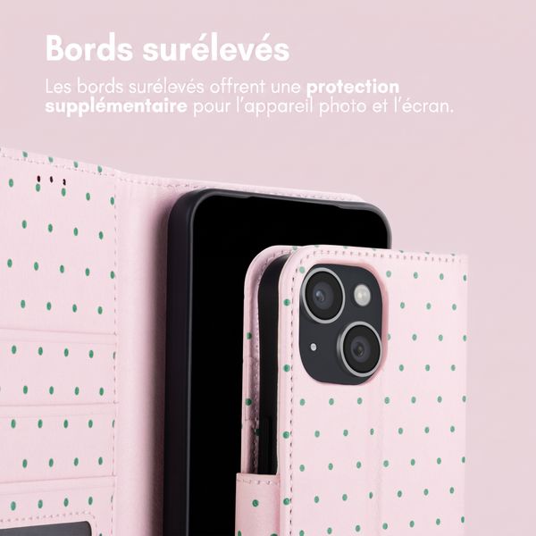 imoshion Étui de télephone portefeuille Design Apple iPhone 15 - Happy Dots