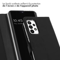 Selencia Étui portefeuille en cuir véritable Samsung Galaxy A23 (5G) - Noir