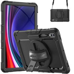 Accezz Coque arrière robuste avec bandoulière Samsung Galaxy Tab S10 Ultra / Tab S9 Ultra 14.6 pouces - Noir