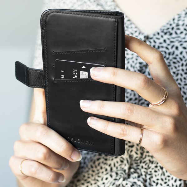 Selencia Étui portefeuille en cuir véritable Samsung Galaxy S21 Plus - Noir