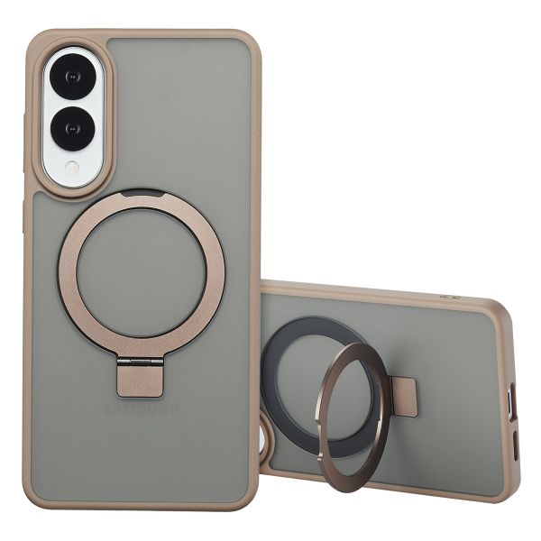 Accezz Coque Ring Stand avec MagSafe Samsung Galaxy S25 Edge - Marron