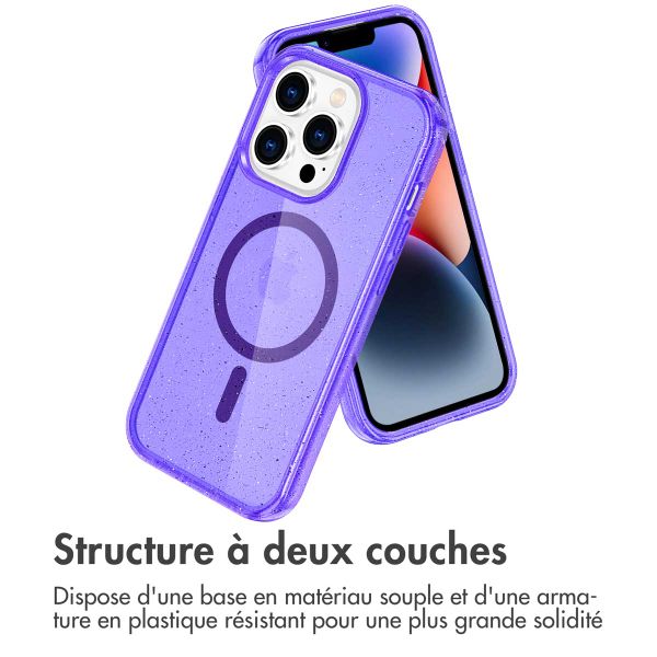 imoshion Coque Pailletée avec MagSafe Apple iPhone 14 Pro Max - Paillettes Violet