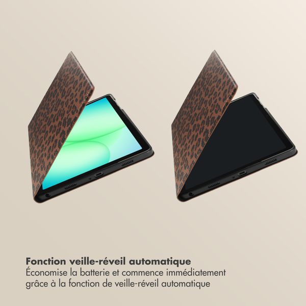 Selencia Coque tablette Sabi avec imprimé léopard Samsung Galaxy Tab A11 Plus - Mocha Brown