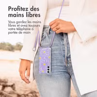 imoshion Coque Design avec cordon Samsung Galaxy A15 (5G) - Tropical Violet Flowers Connect