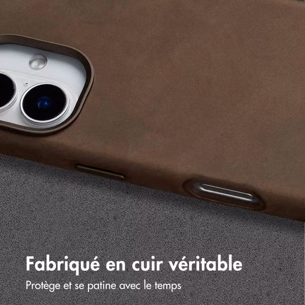 Accezz Coque MagSafe en cuir vintage Apple iPhone 16 - Rustic Brown