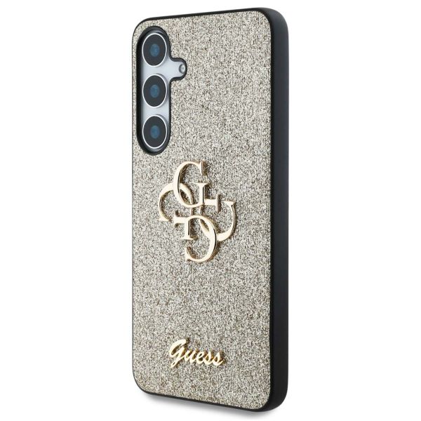 Guess Coque 4G Metal Logo Glitter Samsung Galaxy S25 - Doré