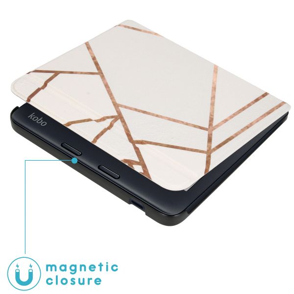 imoshion Design Slim Hard Sleepcover avec support Kobo Libra 2 / Tolino Vision 6 - White Graphic