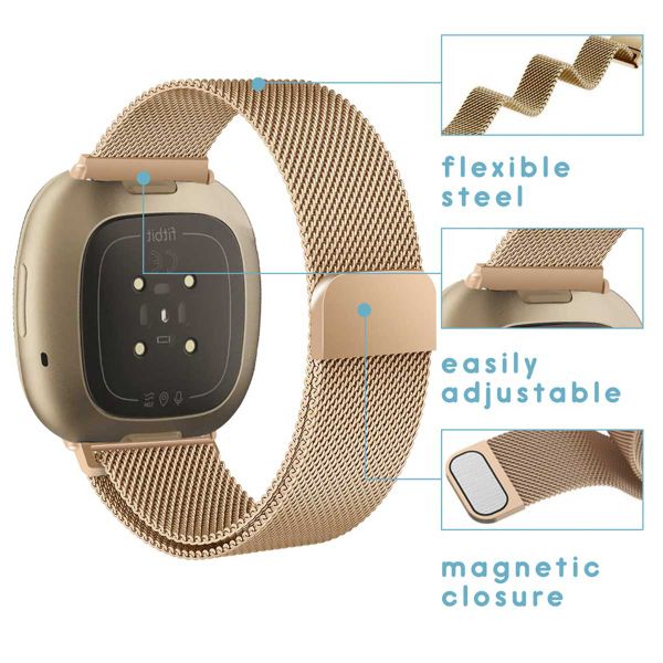 imoshion Multipack bracelet Milanais le Fitbit Versa 4 / 3 / Sense (2) - Noir / Rose Champagne