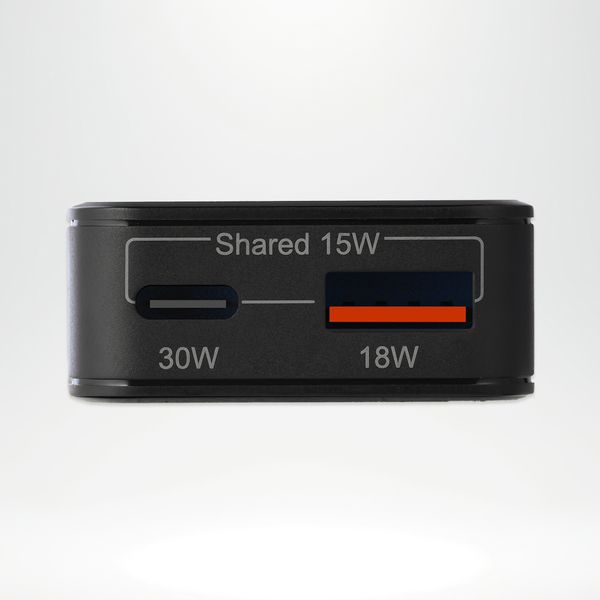 Accezz Chargeur GaN Ultra Slim - USB-C + USB-A - 30 W - Noir