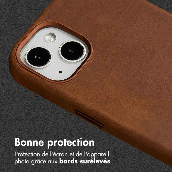 Accezz Coque MagSafe en cuir vintage Apple iPhone 13 - Tabacco Cognac